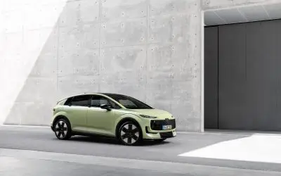 Audi A2 e-tron koncept (2026), prednja bočna strana, boja pistachio green