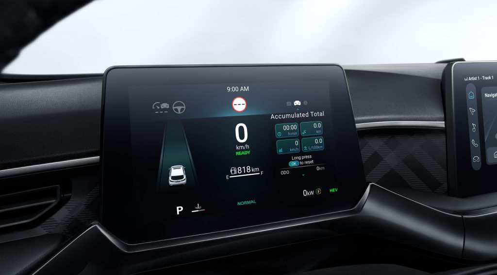 MG3 Hybrid+, detalj centralnog ekrana na komandnoj tabli
